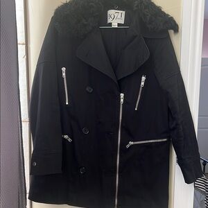 Reiss Black Double-Breasted Women's Coat